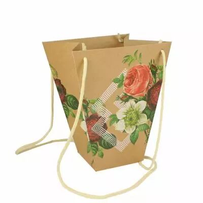 Sac Kraft Botanic 24x13 H30 Rose ( x 10 )