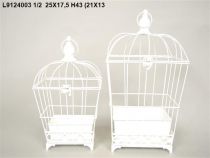 Set 2 Cages Oiseau Rectangles Blanc