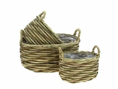 Set 3 Jardini�res Ovales Osier Gris