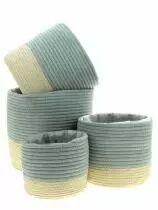 Set 4 Cache Pots Osier Vert Pastel