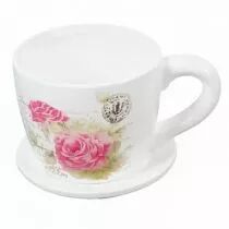 Tasse Céramique Rose D10 H9 Blanc