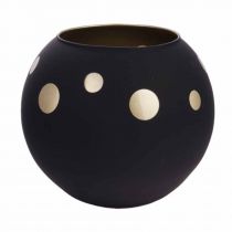 Vase Verre Boule D7,5 H10 Noir/Or