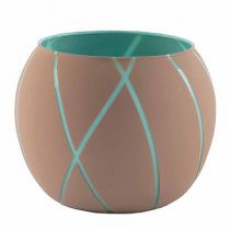 Vase Verre Boule Ortensia D11,5 H13,5 Taupe/Turquoise