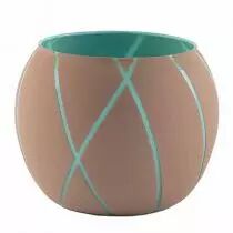 Vase Verre Boule Ortensia D11,5 H13,5 Taupe/Turquoise