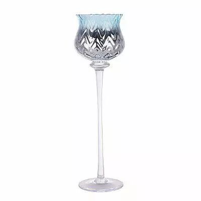 Vase Verre D18 H35/45 Bleu sur Pied