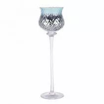 Vase Verre D18 H35/45 Bleu sur Pied