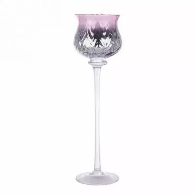 Vase Verre D18 H35/45 Rose sur Pied