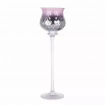 Vase Verre D18 H35/45 Rose sur Pied
