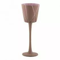 Vase Verre Ortensia D11,5 H10/26 Taupe/Rose sur pied