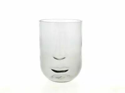 Vase Verre Visage D14,5 H20 Gris
