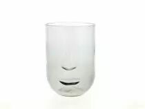 Vase Verre Visage D14,5 H20 Gris