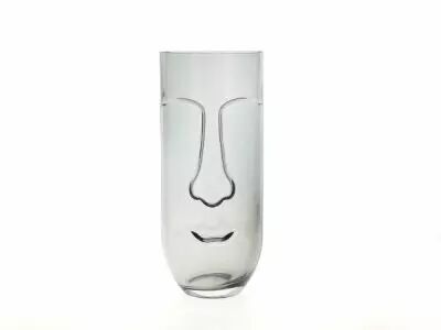 Vase Verre Visage D14,5 H28 Gris