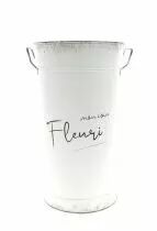 Vase Zinc \ Mon Coin Fleuri\  D22 H40 Blanc